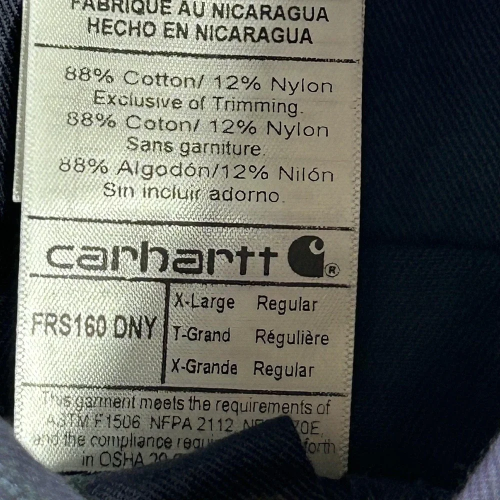 NEW Carhartt Shirt Mens XL Blue Flame Resistant FRS160 Button‎ Up Workwear